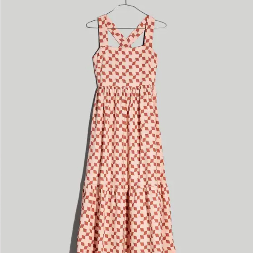 Madewell Cicely Tiered Midi Dress in Geo
Checkerboard Pink Oyster Size 10 - Picture 12 of 12